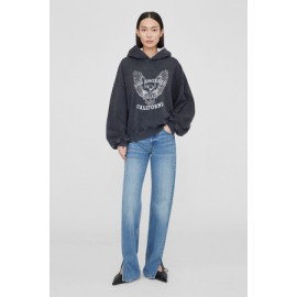 Sweatshirt Anine Bing Alec Hoodie White Eagle Women Black