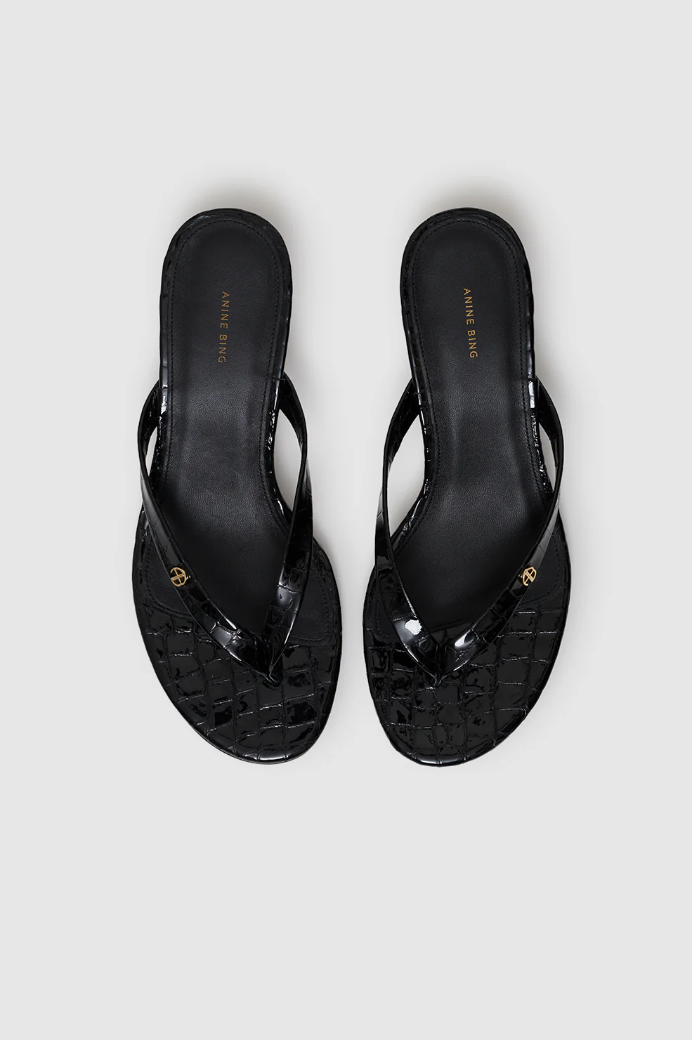 Noelle Thong Heels - Embossed Black