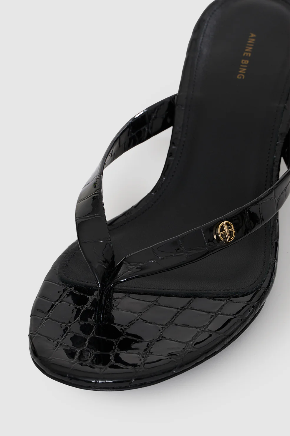 Noelle Thong Heels - Embossed Black
