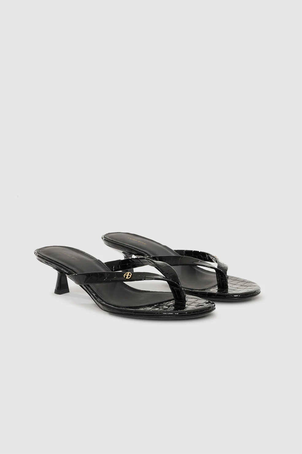 Noelle Thong Heels - Embossed Black