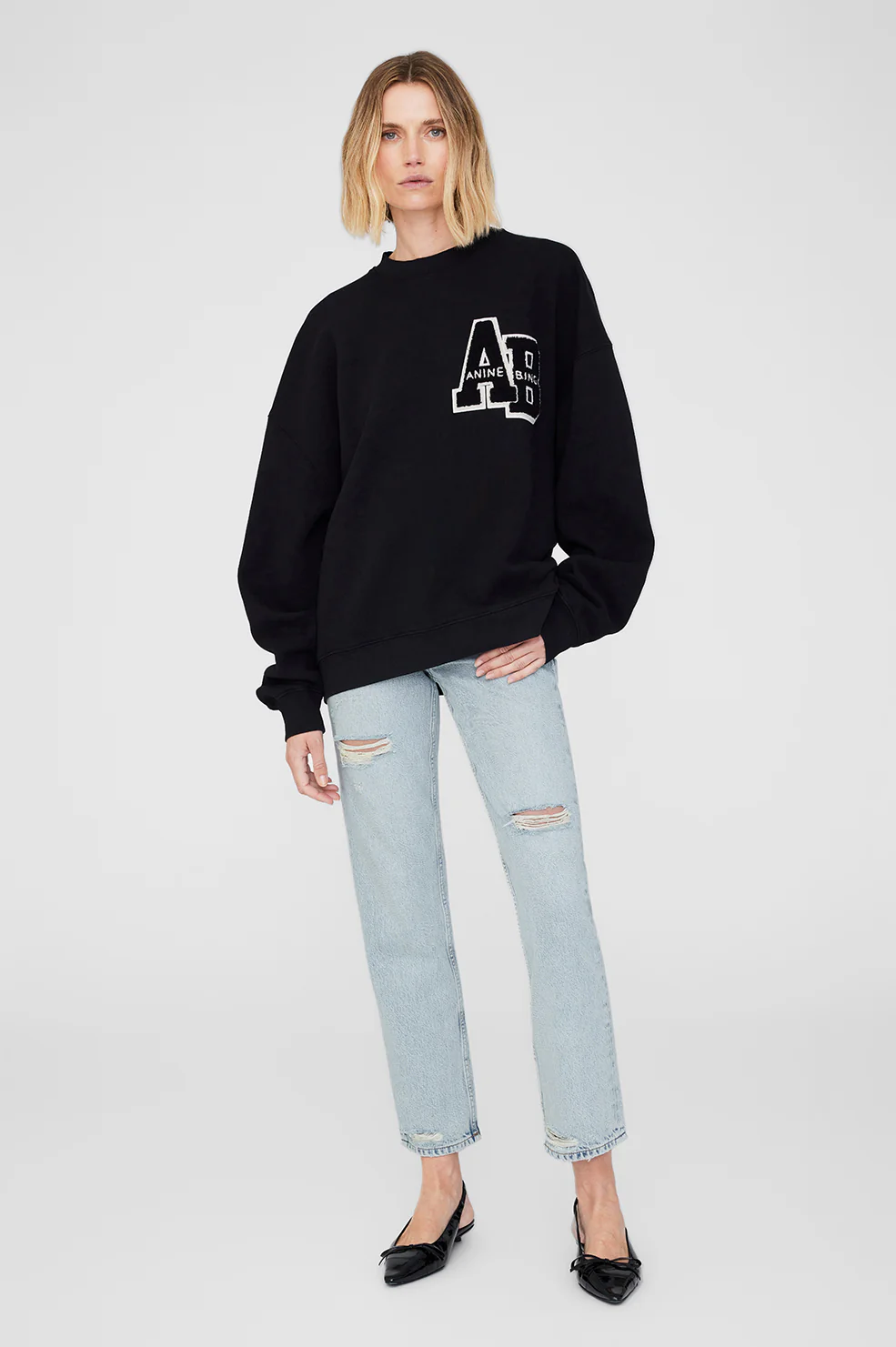 Miles Oversized Sweatshirt Letterman - Black