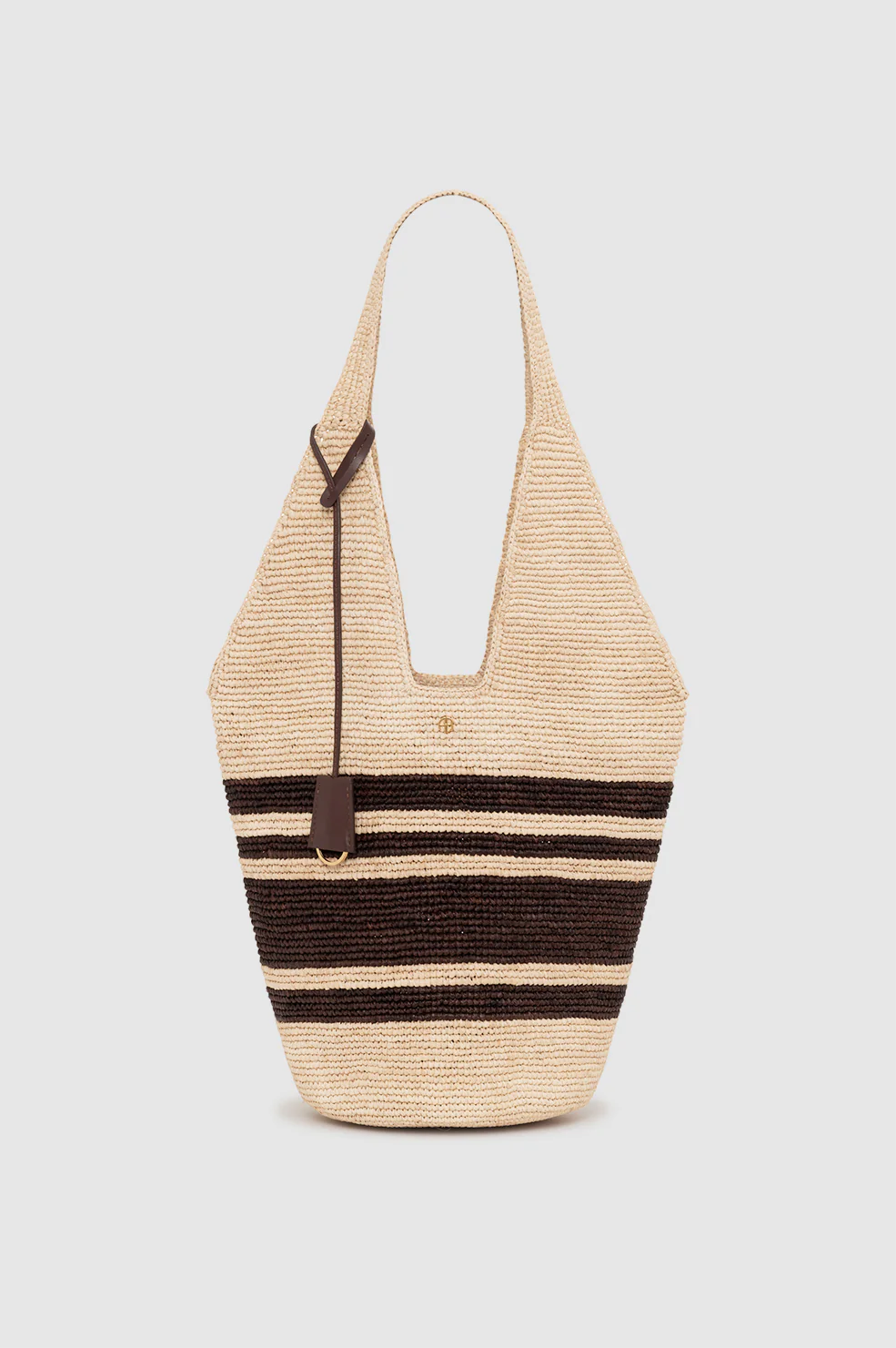 Leah Stripes Hobo Raffia - Natural and Brown Stripe