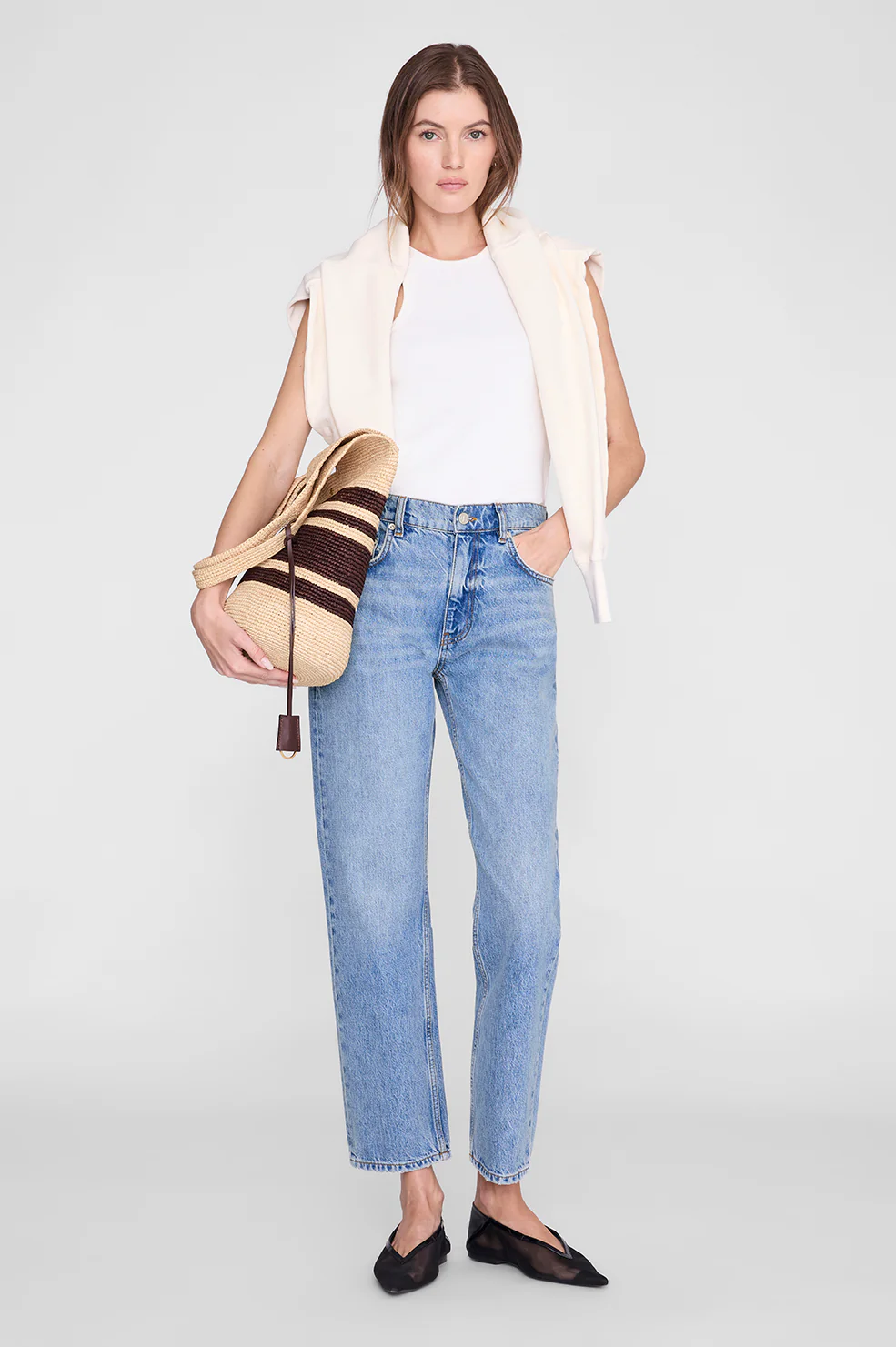 Leah Stripes Hobo Raffia - Natural and Brown Stripe