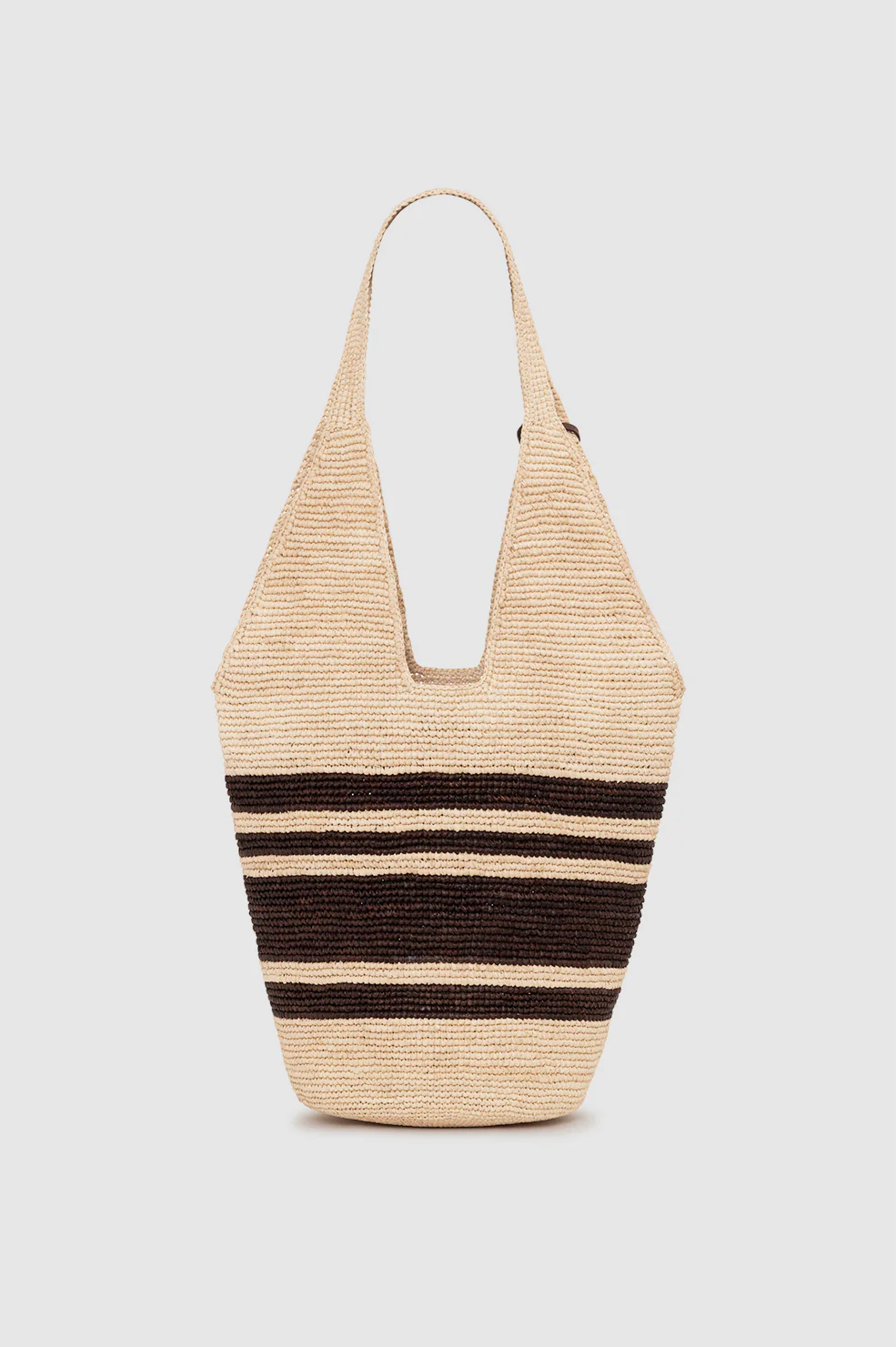 Leah Stripes Hobo Raffia - Natural and Brown Stripe