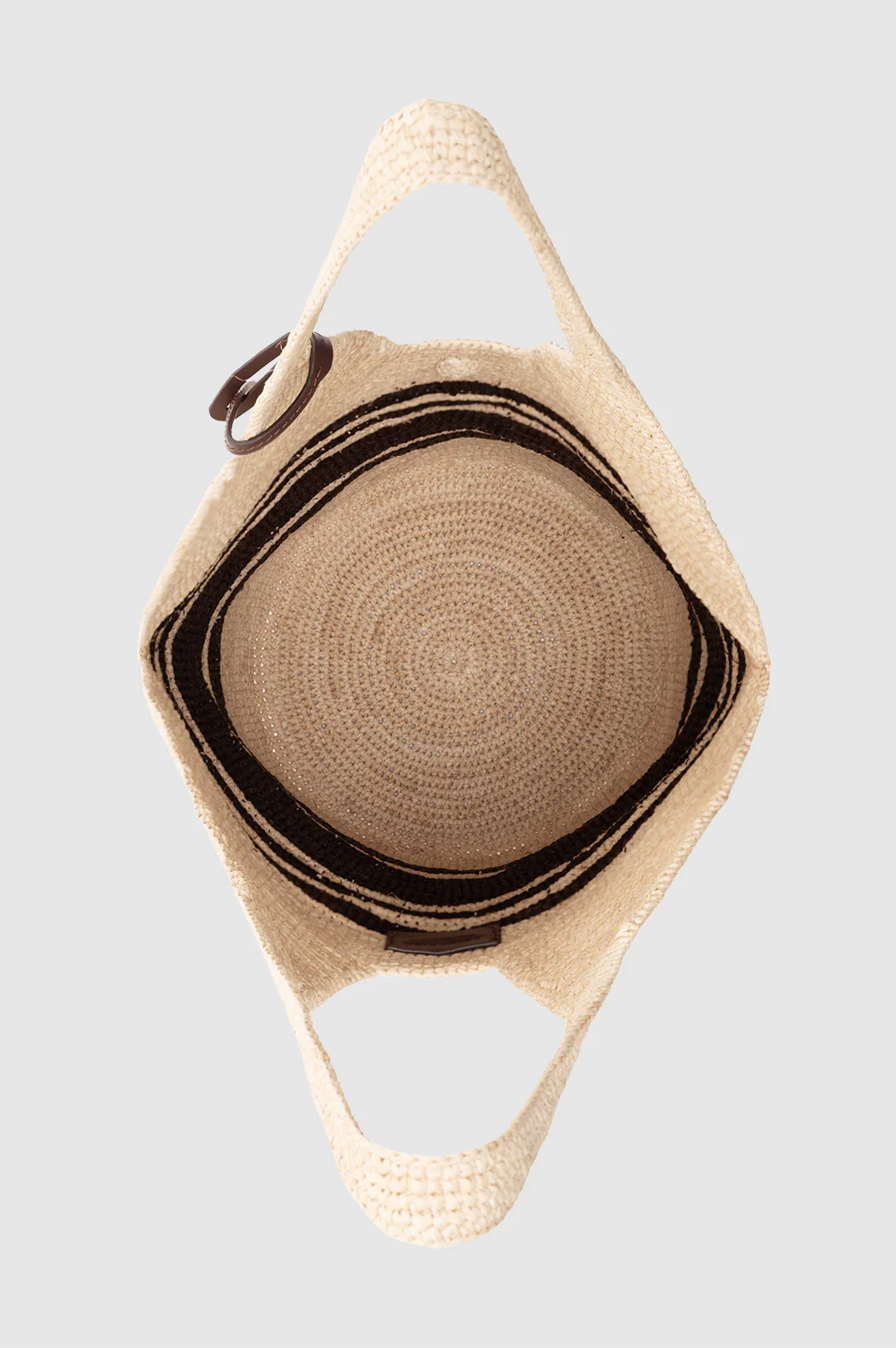 Leah Stripes Hobo Raffia - Natural and Brown Stripe