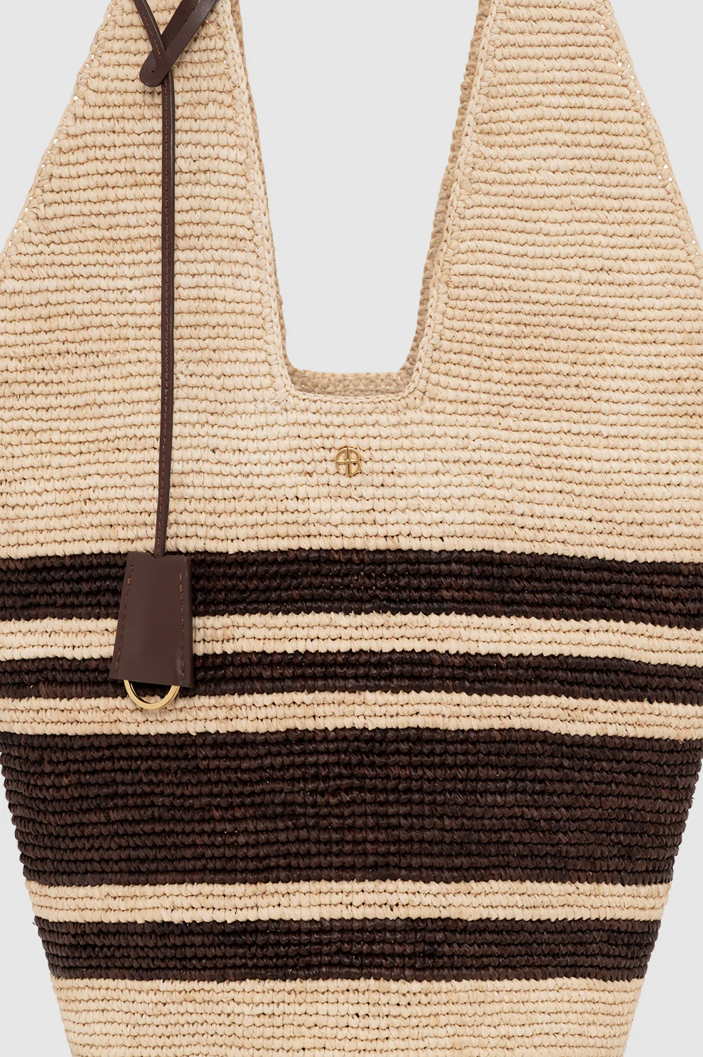 Leah Stripes Hobo Raffia - Natural and Brown Stripe