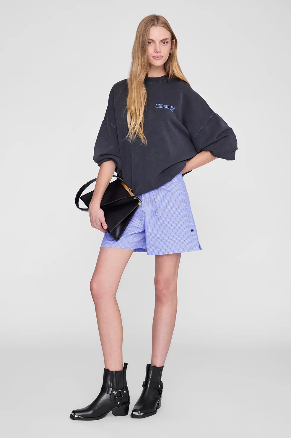 Miles Sweatshirt Palm - Washed Black
