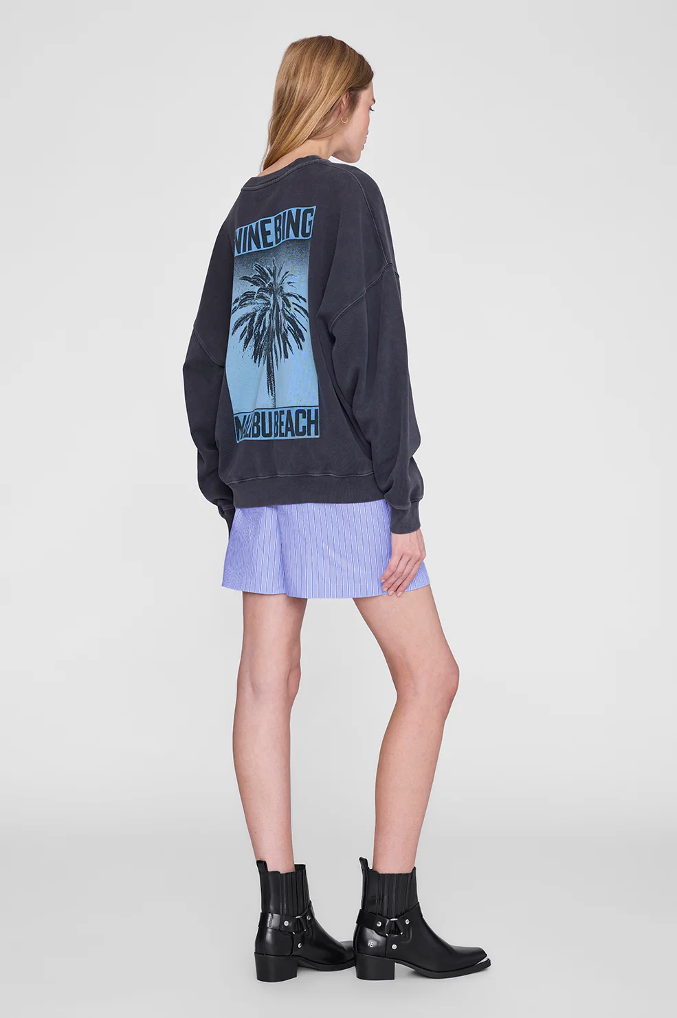 Miles Sweatshirt Palm - Washed Black