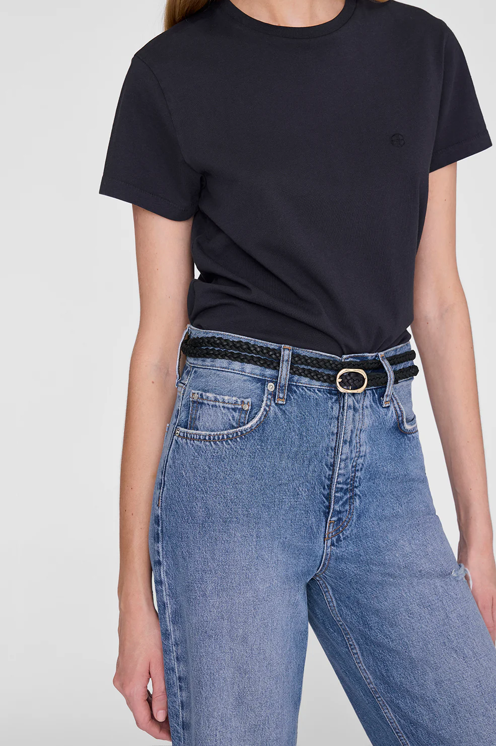Small Double Signature Link Belt Braided - Black