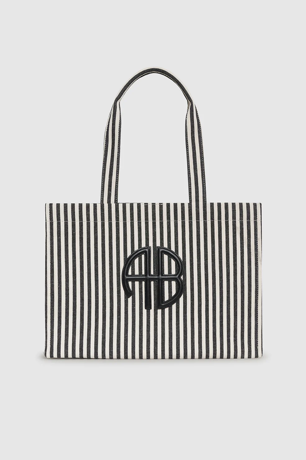 Lara Tote - White And Black Stripe