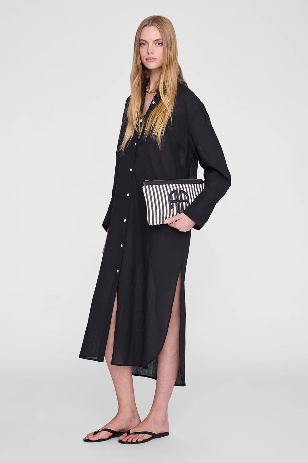 Lili Pouch - White And Black Stripe