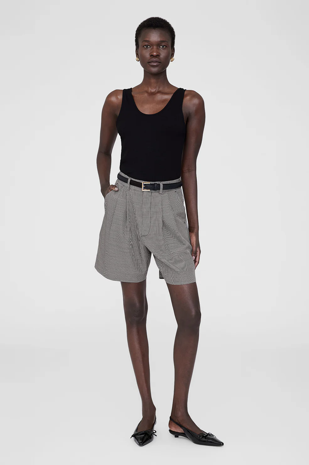 Carrie Short - Black And White Mini Houndstooth