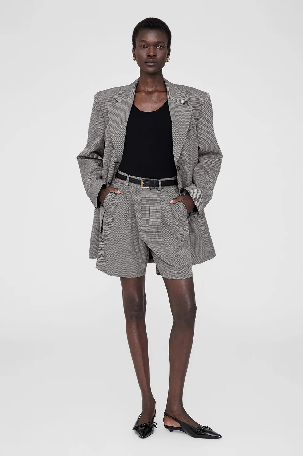 Carrie Short - Black And White Mini Houndstooth