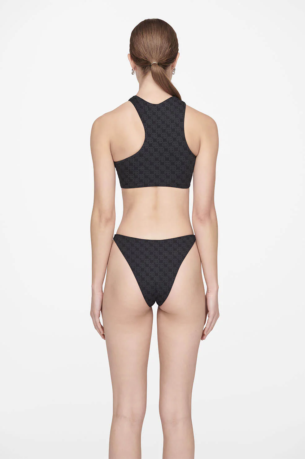 Bea Bikini Top - Black Monogram Print