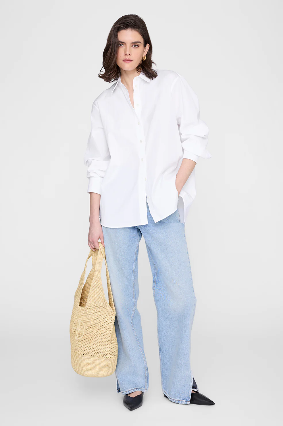 Leah Logo Hobo Raffia - Natural