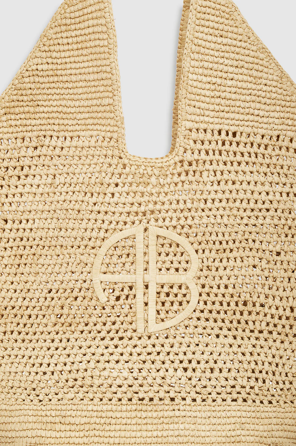Leah Logo Hobo Raffia - Natural