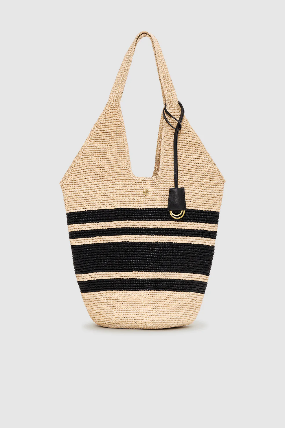193-leah-stripes-hobo-raffia-black-and-natural-stripe-1.webp Leah Stripes Hobo Raffia - Black And Natural Stripe