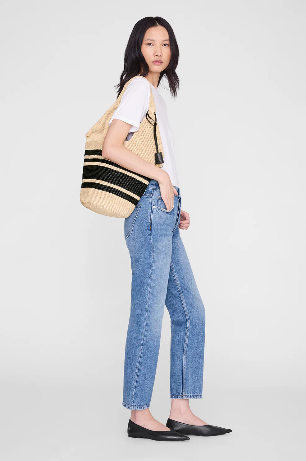 193-leah-stripes-hobo-raffia-black-and-natural-stripe-2.webp Leah Stripes Hobo Raffia - Black And Natural Stripe