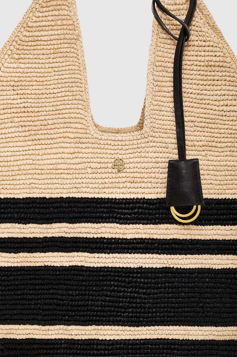 193-leah-stripes-hobo-raffia-black-and-natural-stripe-5.webp Leah Stripes Hobo Raffia - Black And Natural Stripe