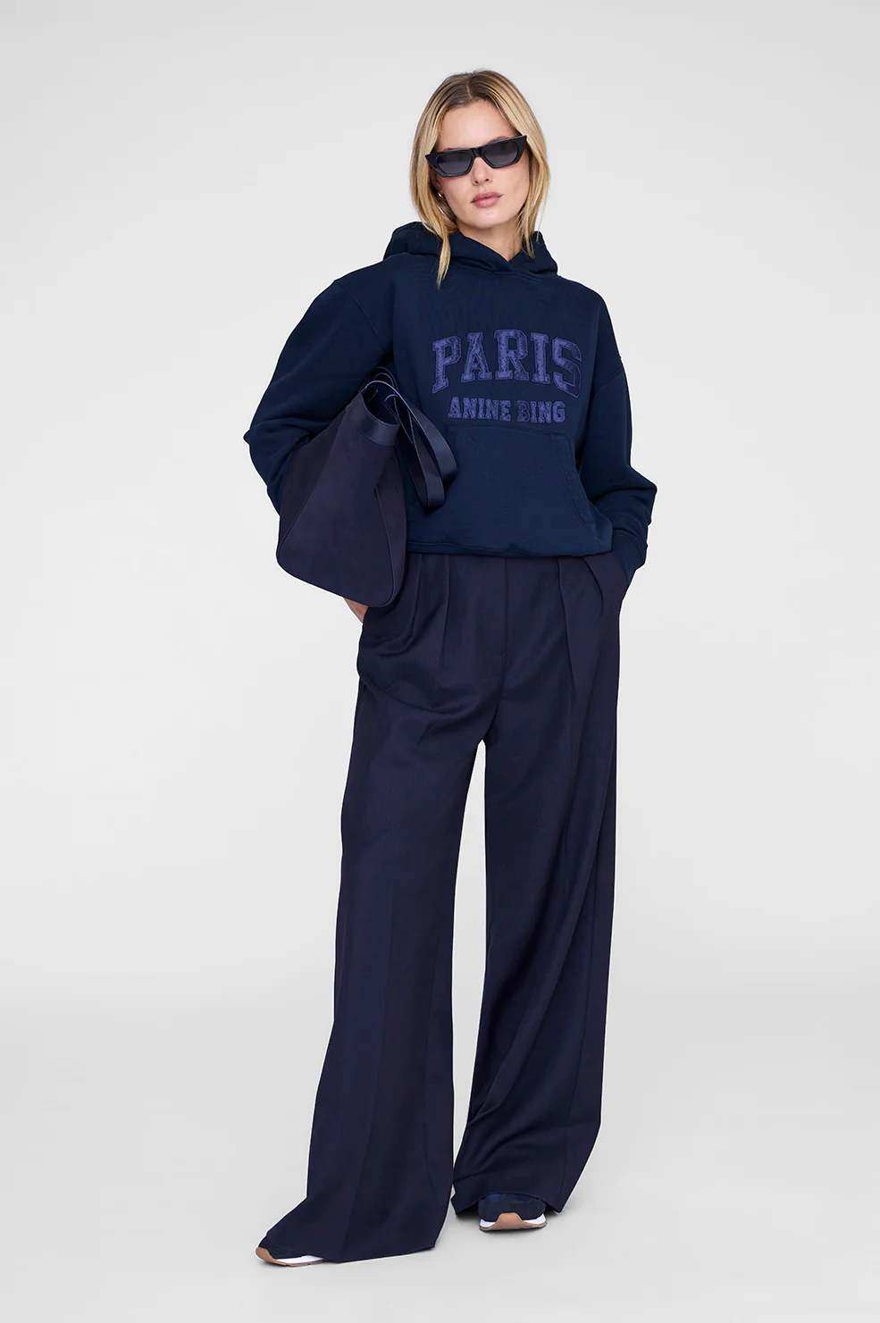 Debbie Shrunken Hoodie Paris - Washed Navy