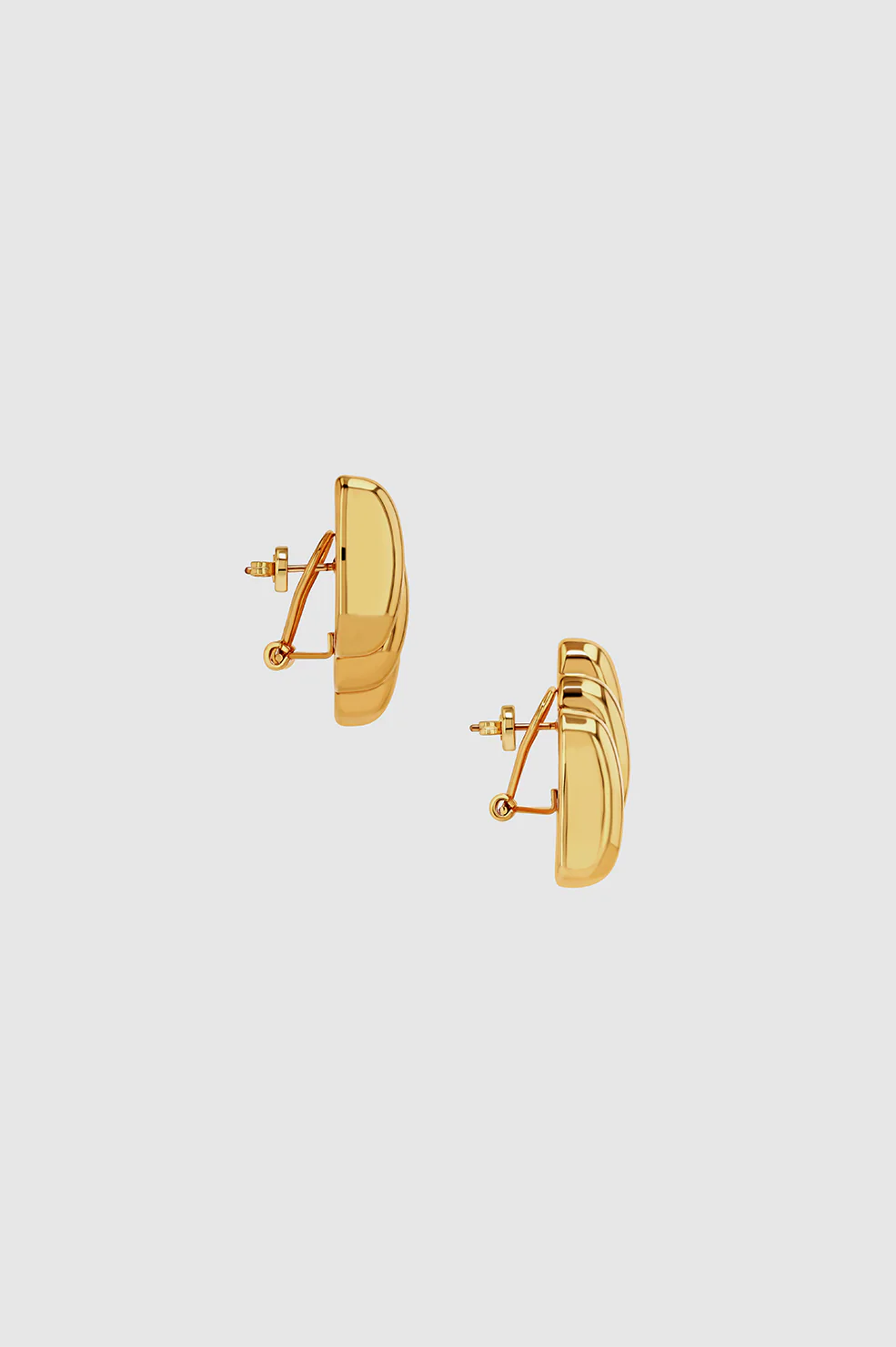 Diagonal Ribbed Earrings - Gold