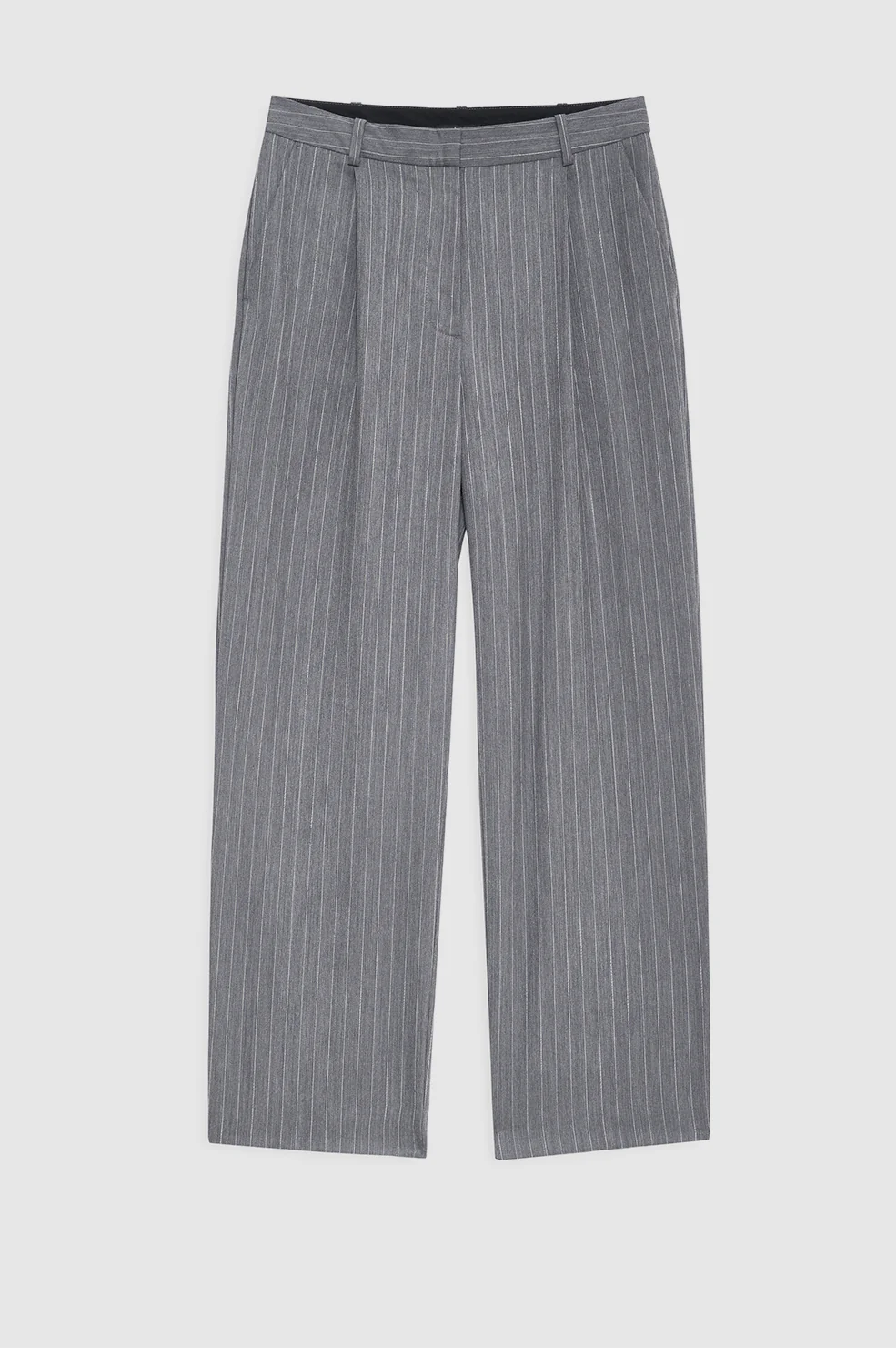 Trent Cropped Trouser - Light Grey Pinstripe