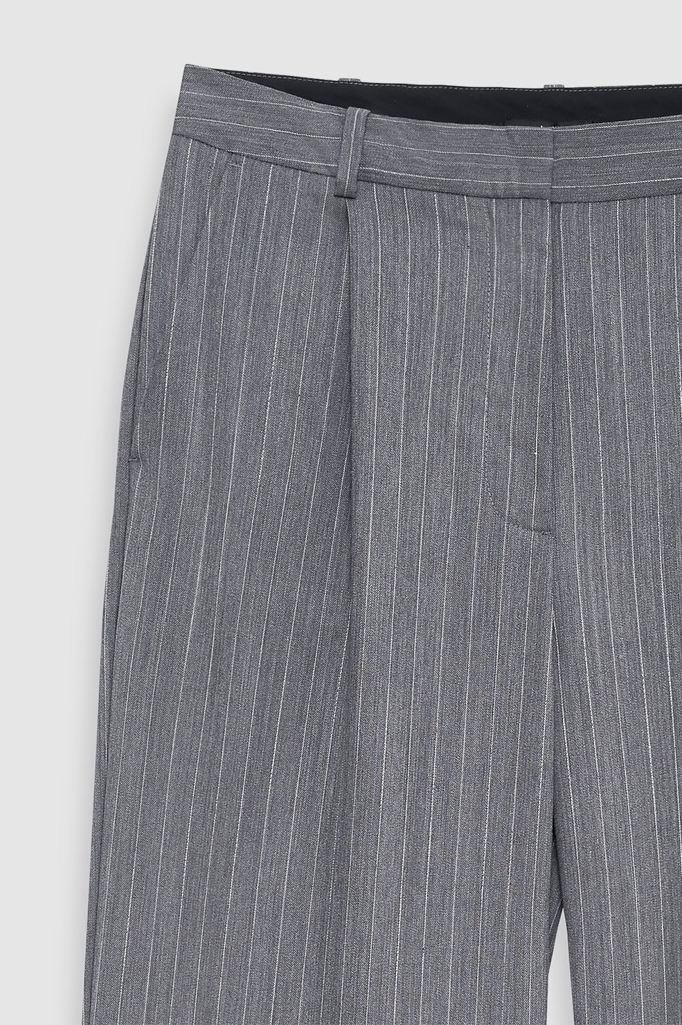 Trent Cropped Trouser - Light Grey Pinstripe