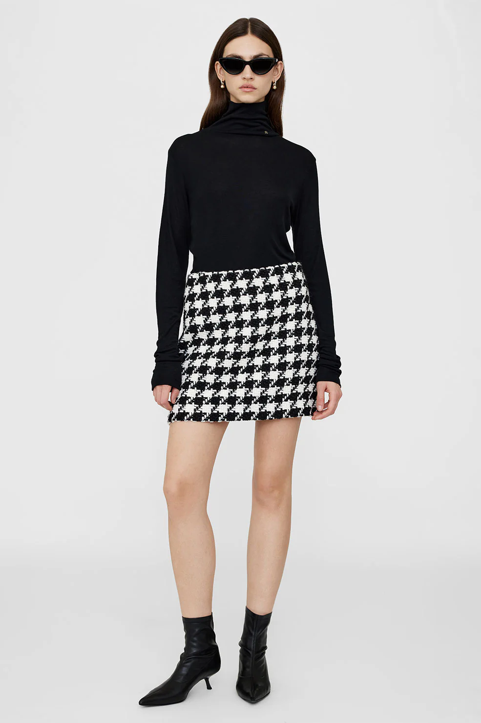 Ada Skirt - Black And White Houndstooth