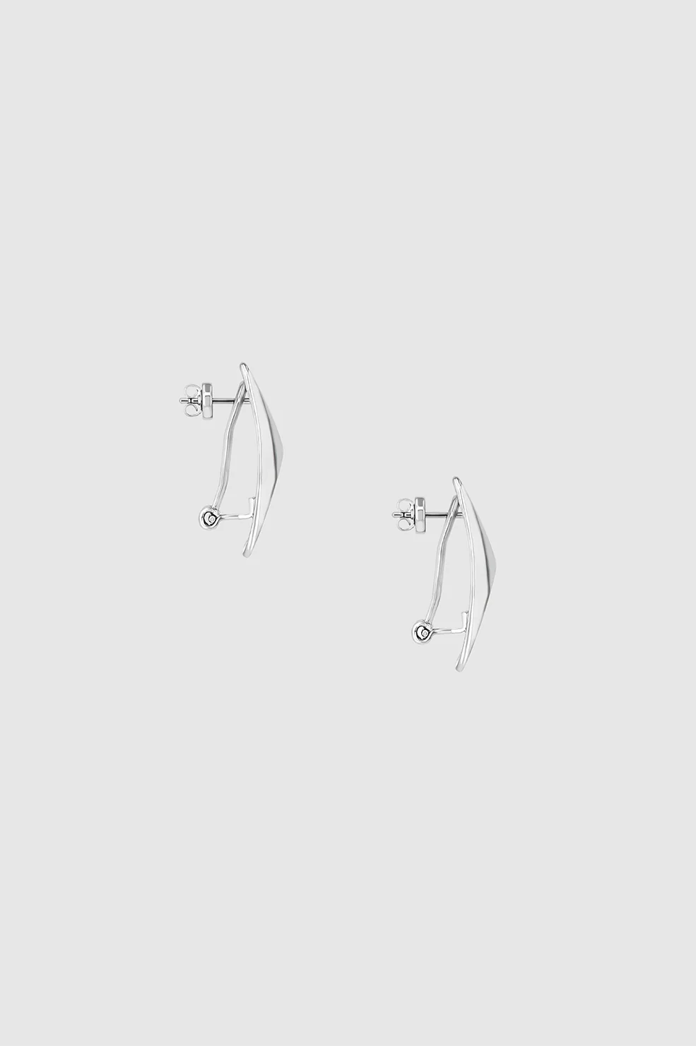 Curved Rectangle Earrings - Silver