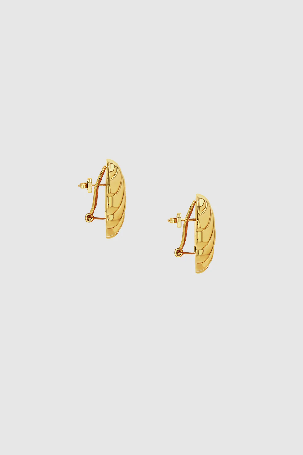 Ribbed Oval Earrings - Gold