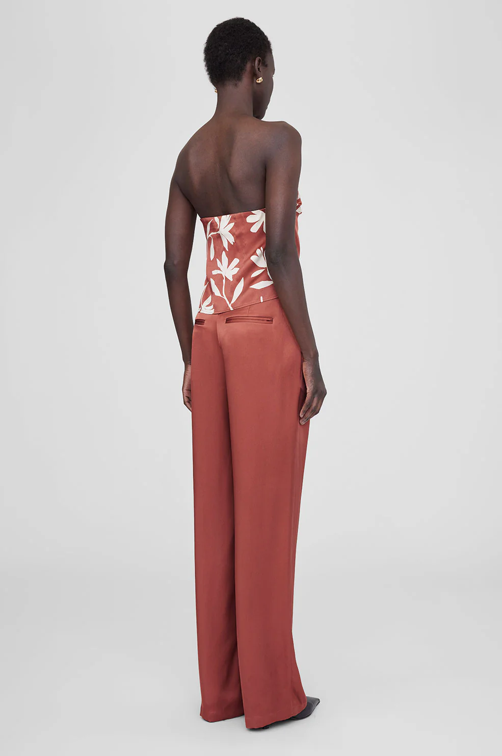 Stephanie Top - Terracotta Daisy Print