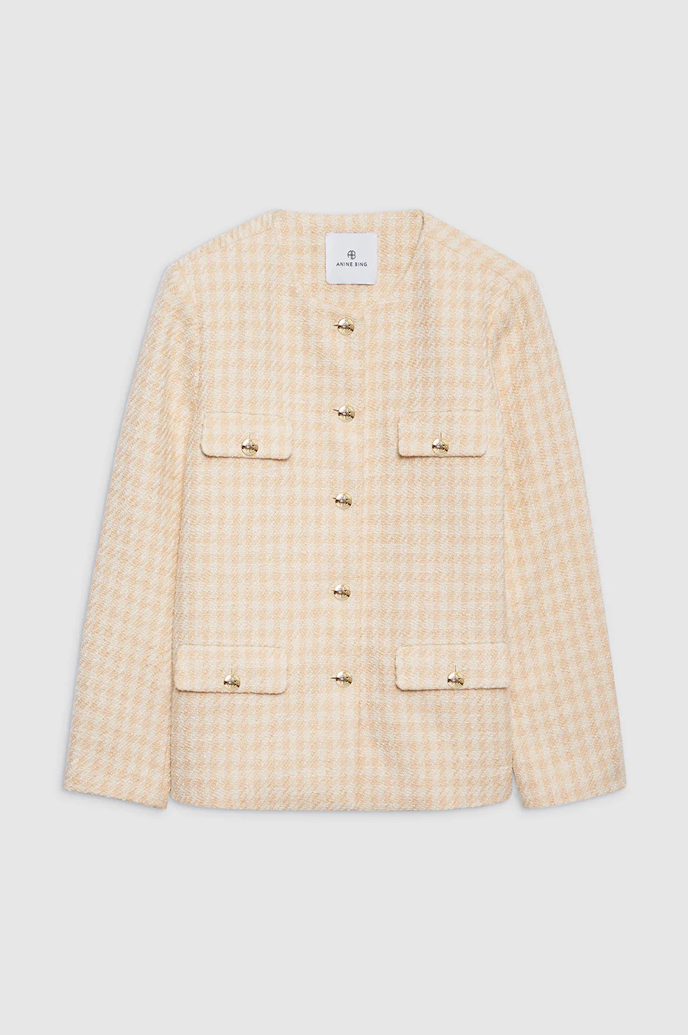 Janet Jacket - Cream And Peach Houndstooth