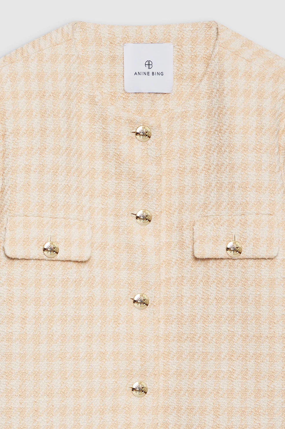 Janet Jacket - Cream And Peach Houndstooth