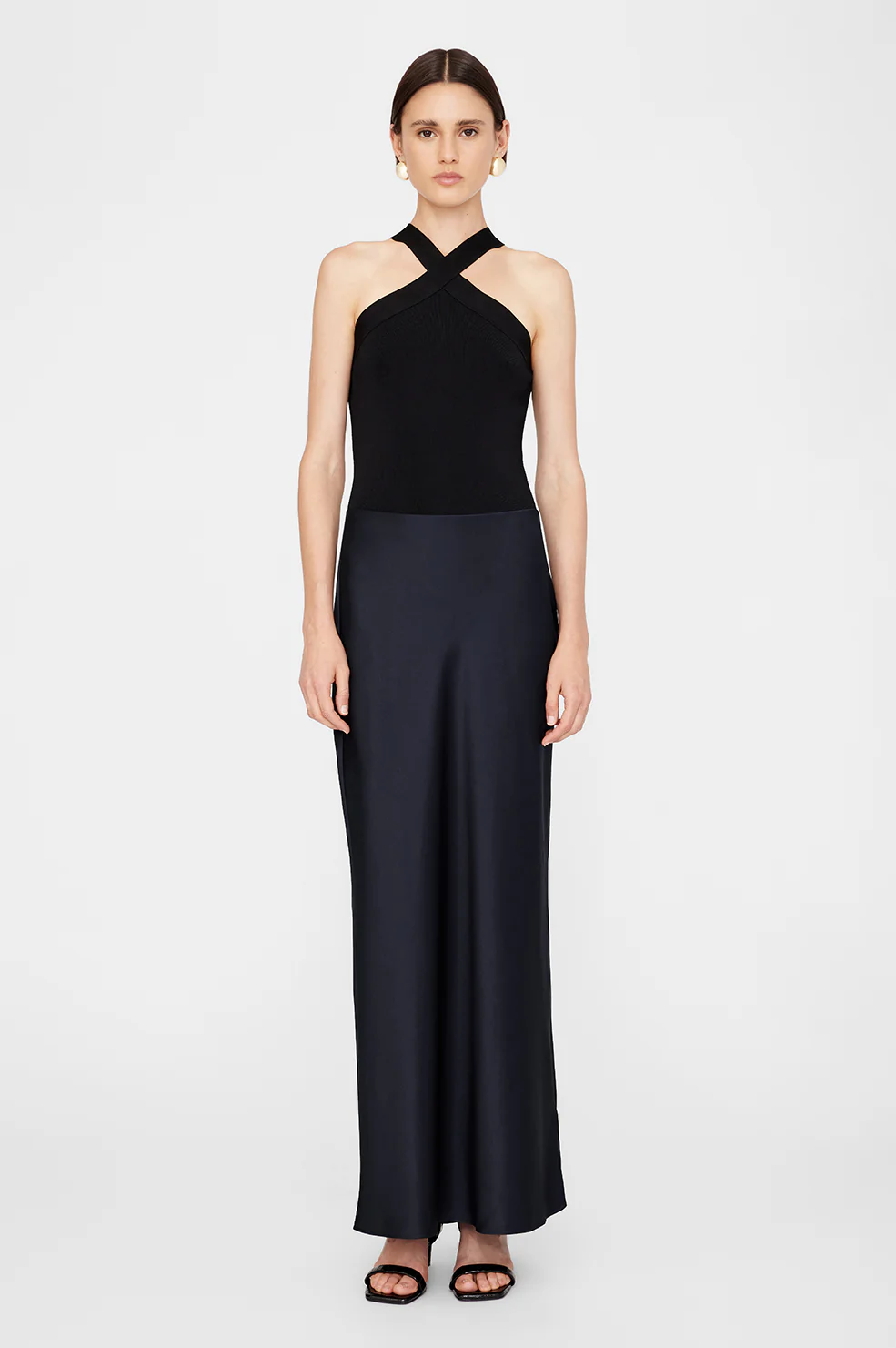 Bar Silk Maxi Skirt - Night Sky
