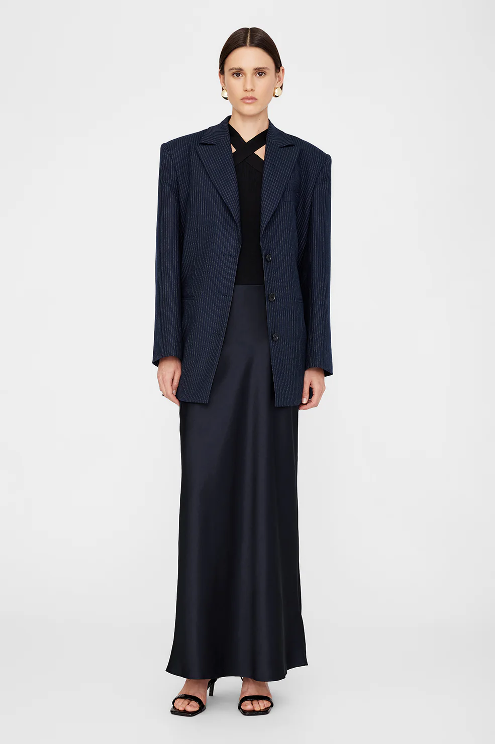 Bar Silk Maxi Skirt - Night Sky