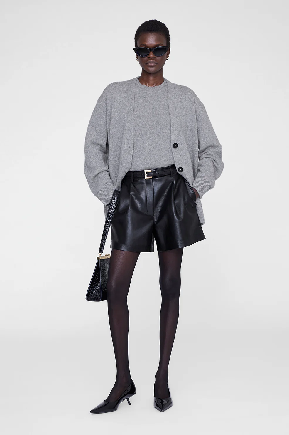 Trent Short - Black Recycled Leather