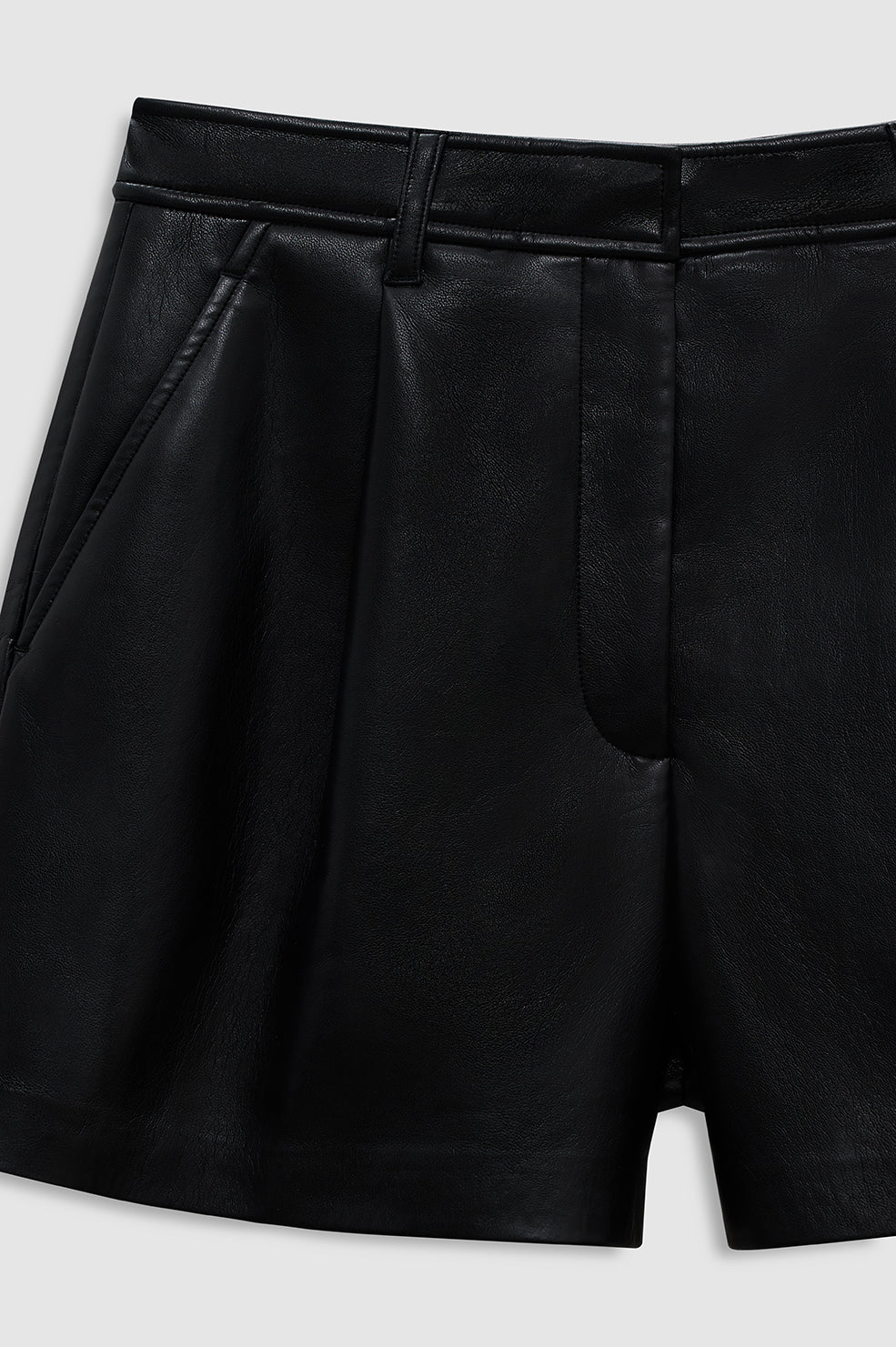 Trent Short - Black Recycled Leather