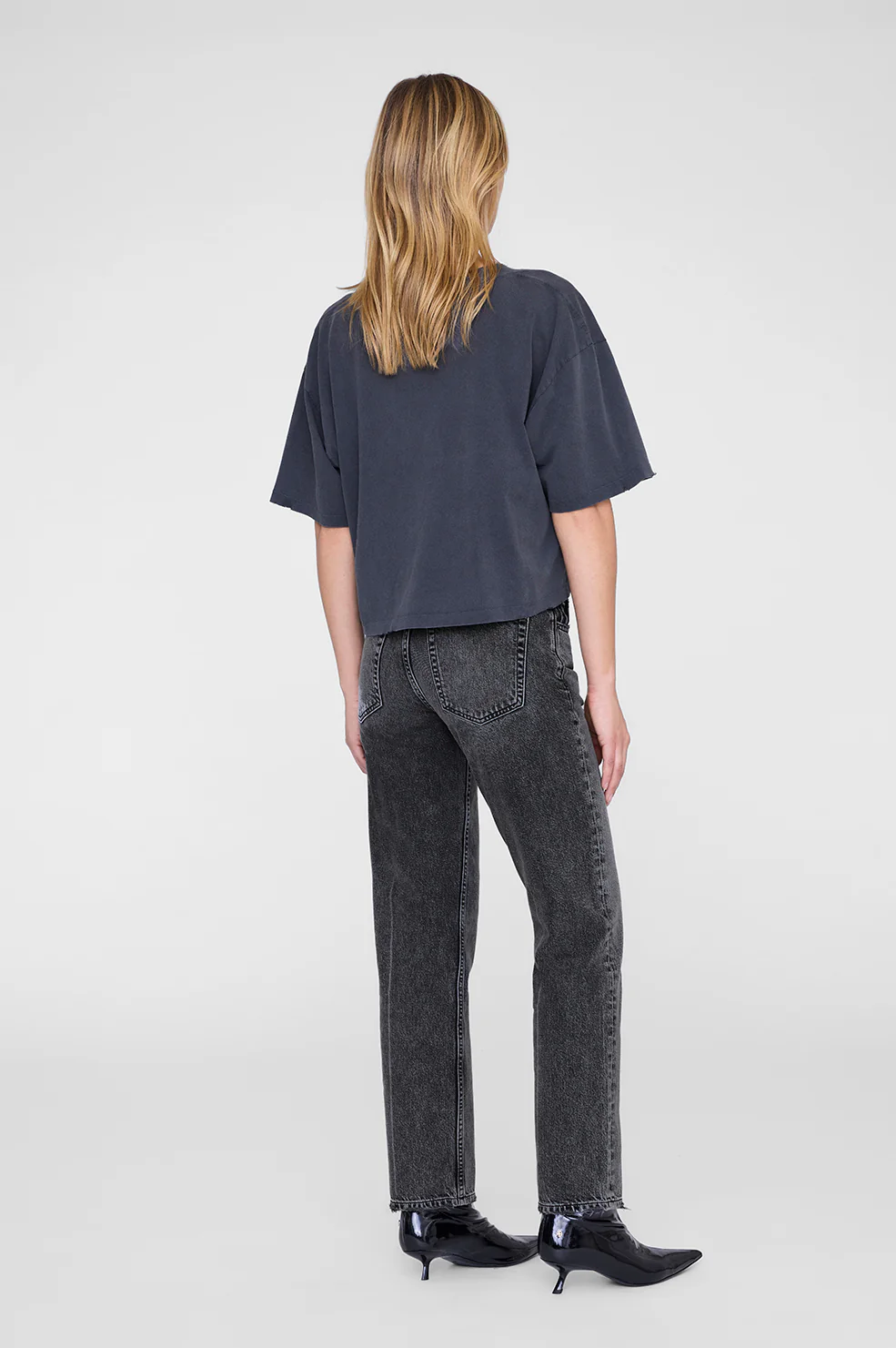 Johnny Cropped Tee - Washed Black