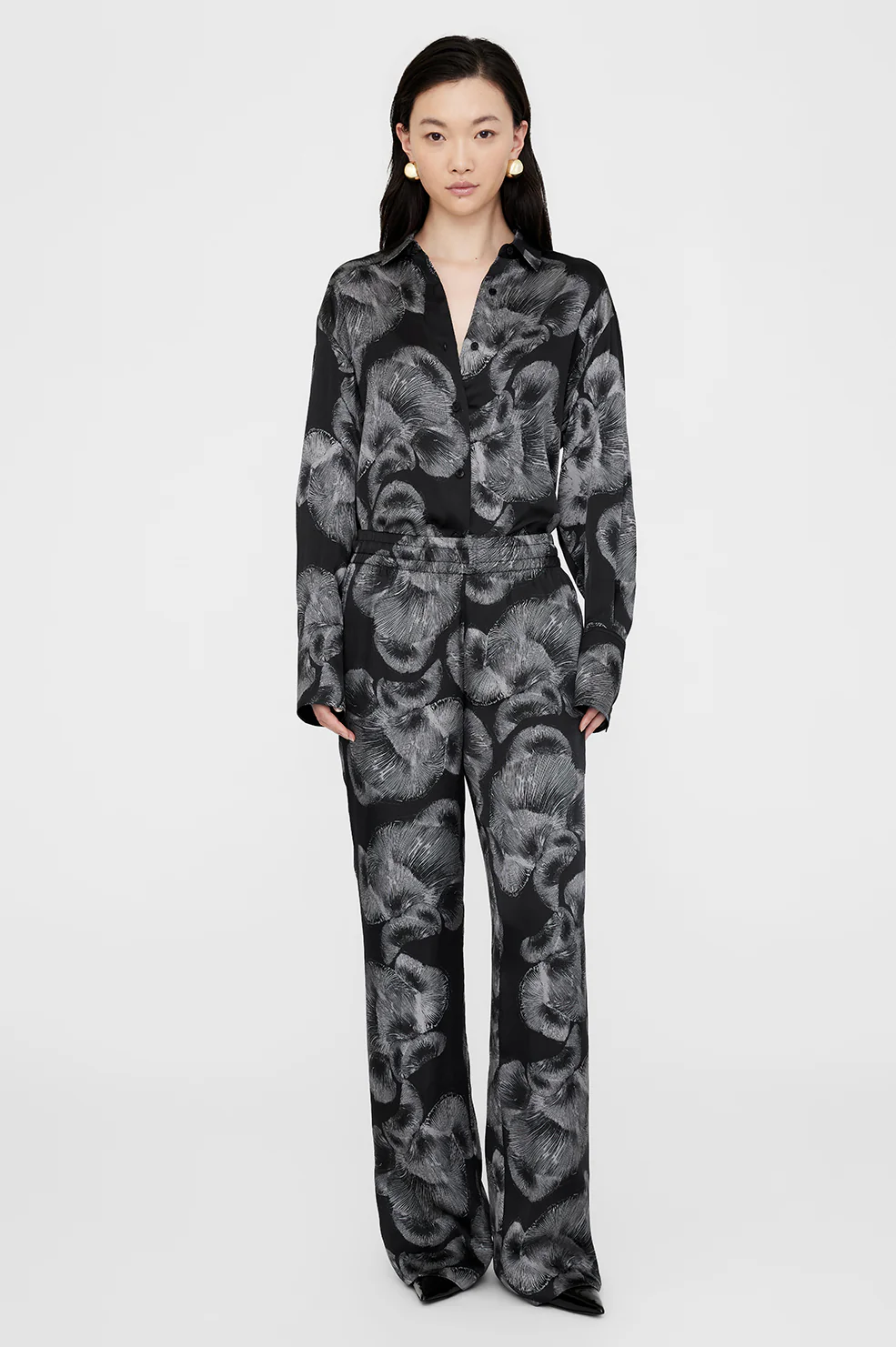 Avalon Shirt - Black Mushroom Print