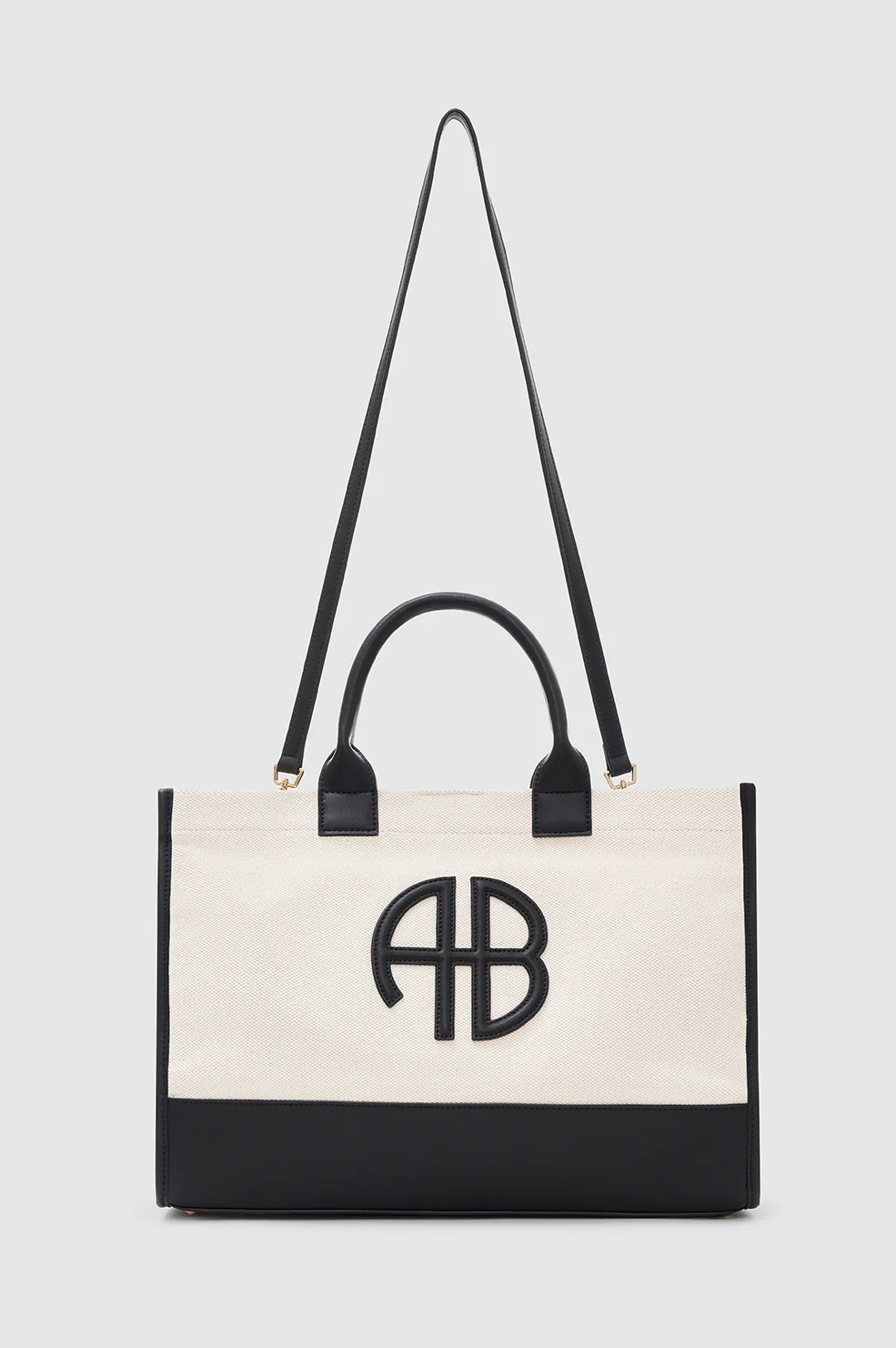 Medium Lara Tote - Natural Canvas With Black