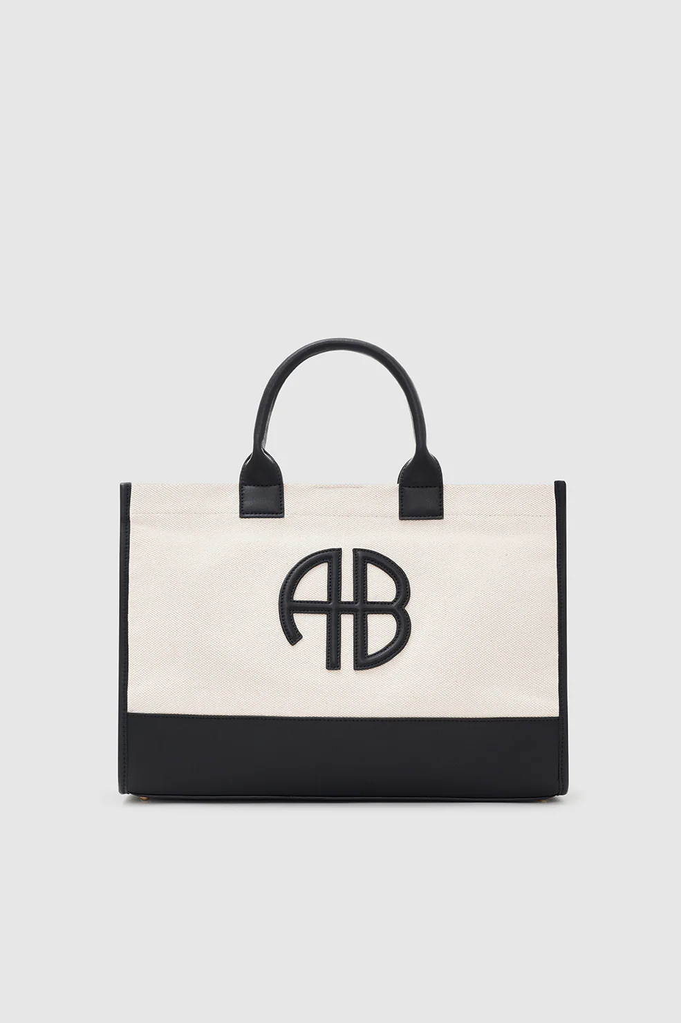 Medium Lara Tote - Natural Canvas With Black