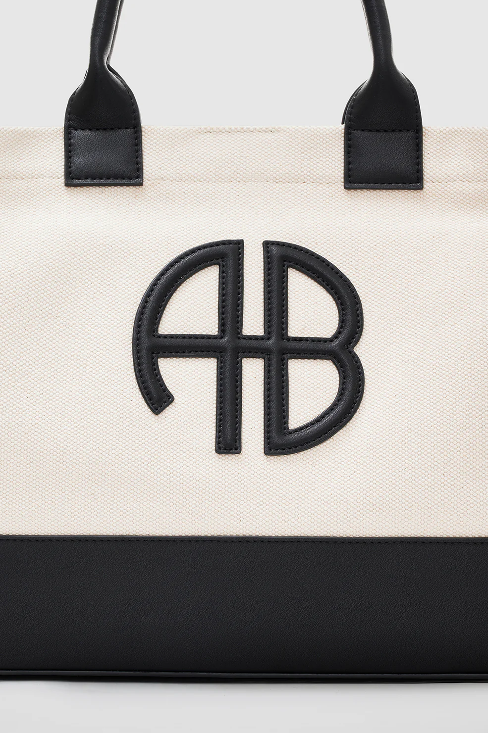 Medium Lara Tote - Natural Canvas With Black