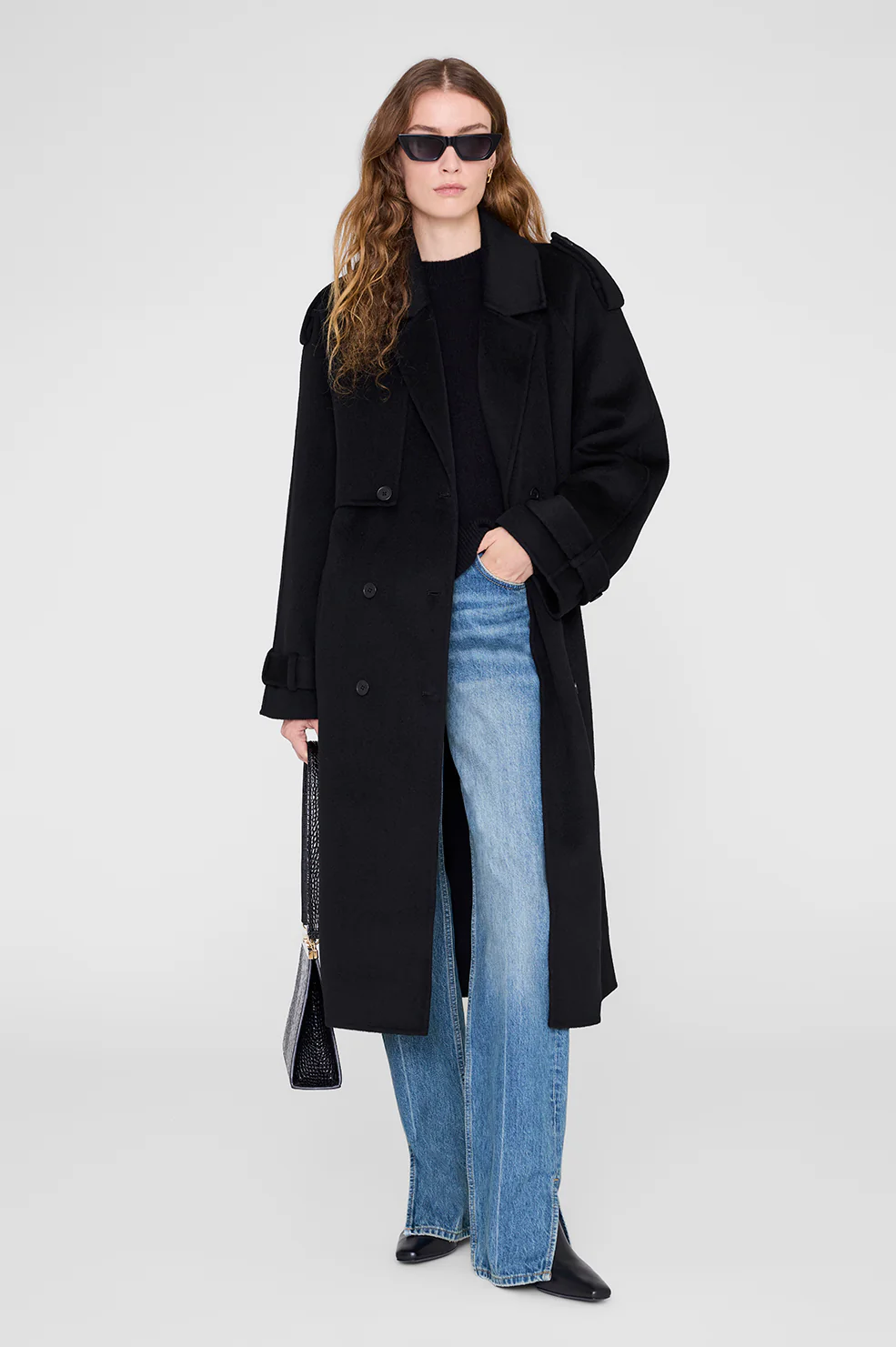Rickie Maxi Trench - Black Cashmere Blend