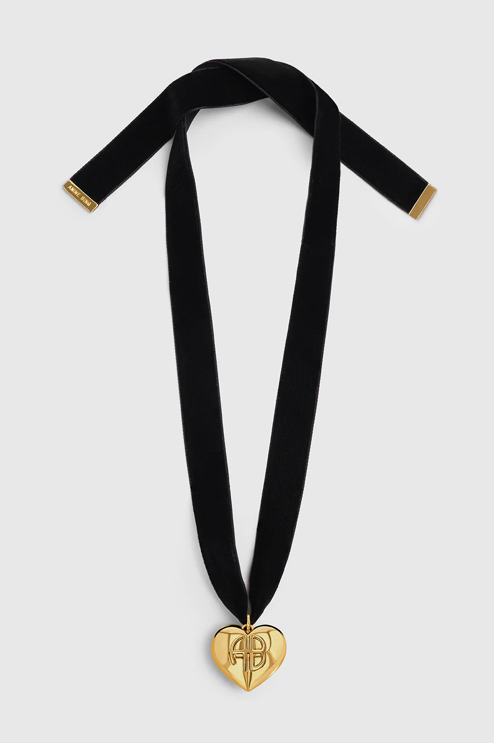 3737-chunky-heart-velvet-choker-black-and-gold-1.webp Chunky Heart Velvet Choker - Black And Gold