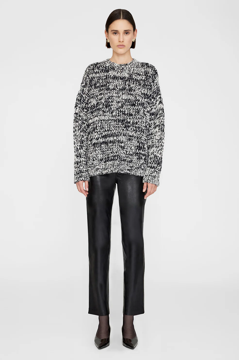 Sydney Crew Sweater - Black and White