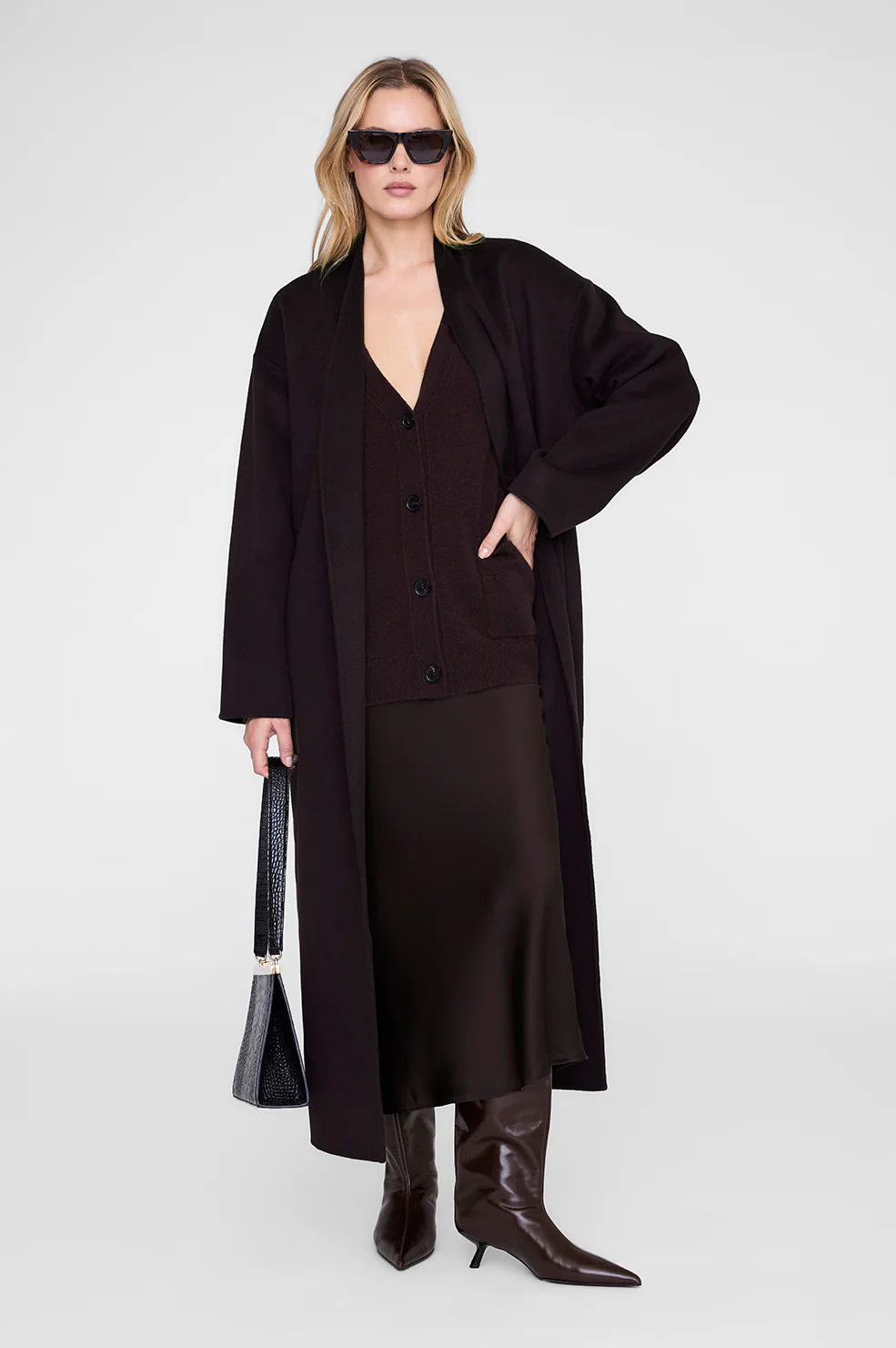 Bar Silk Skirt - Deep Brown