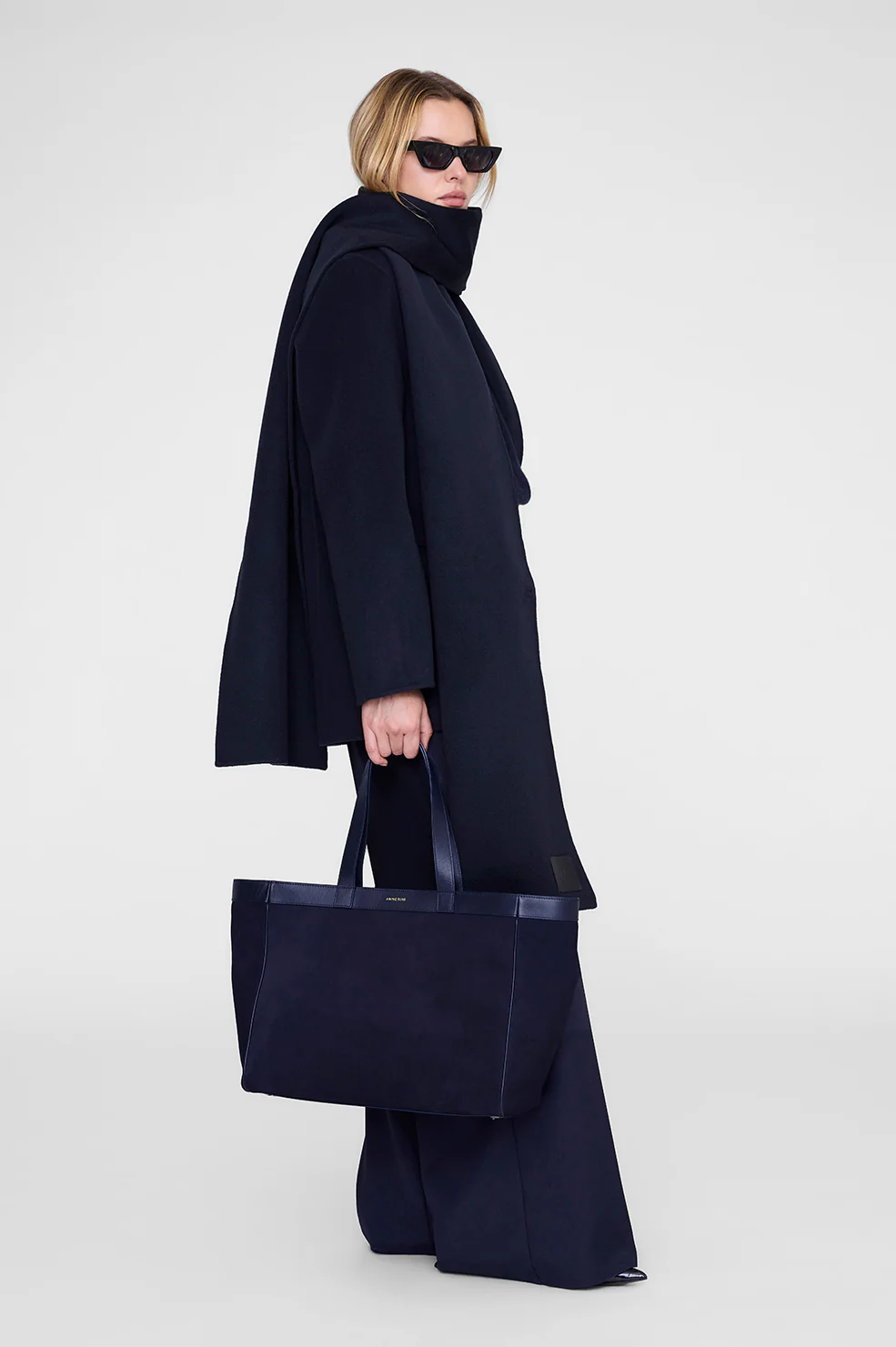 Medium Rio Tote - Navy Suede