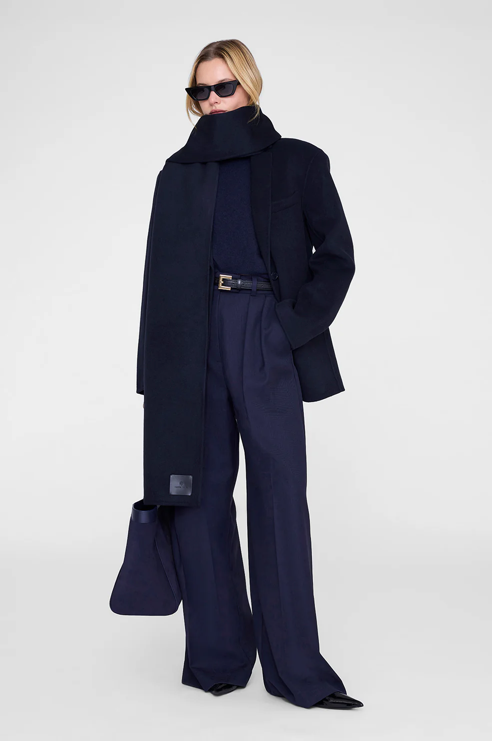 Ava Scarf - Navy Cashmere Blend
