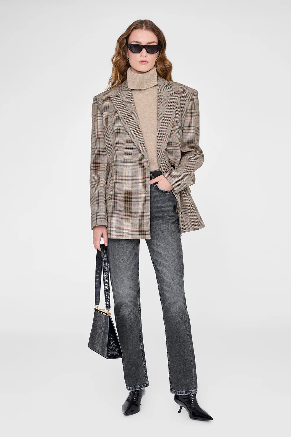 Aretha Blazer - Brown Plaid