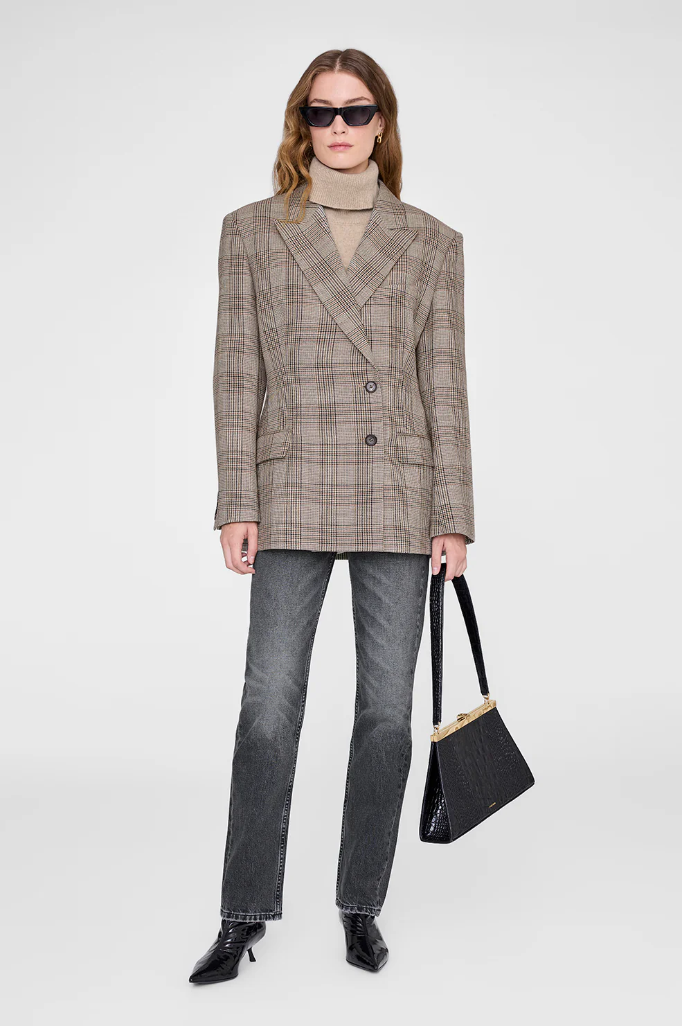 Aretha Blazer - Brown Plaid